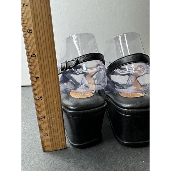 Clarks Artisan Sandals Black Leather Open Toe Straps Slingbacks Wedge Size 8.5 - Picture 7 of 9